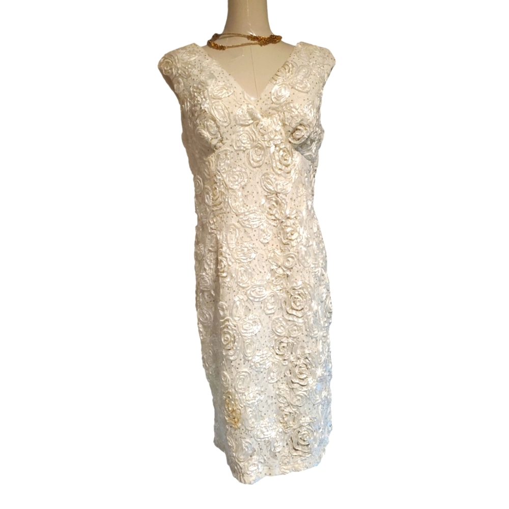 Reg $175 Marina White Lace Midi Dress size 4